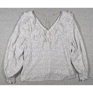 Anthropologie Hutch Women Top XL NWT Gauze Peasant Ruffle Vneck Blouse Popover‎